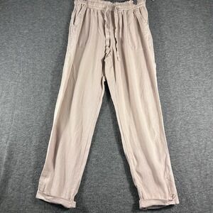 Rewash Women SZ L American Original Linen Blend Blush Pink Roll Tab Pants Beach